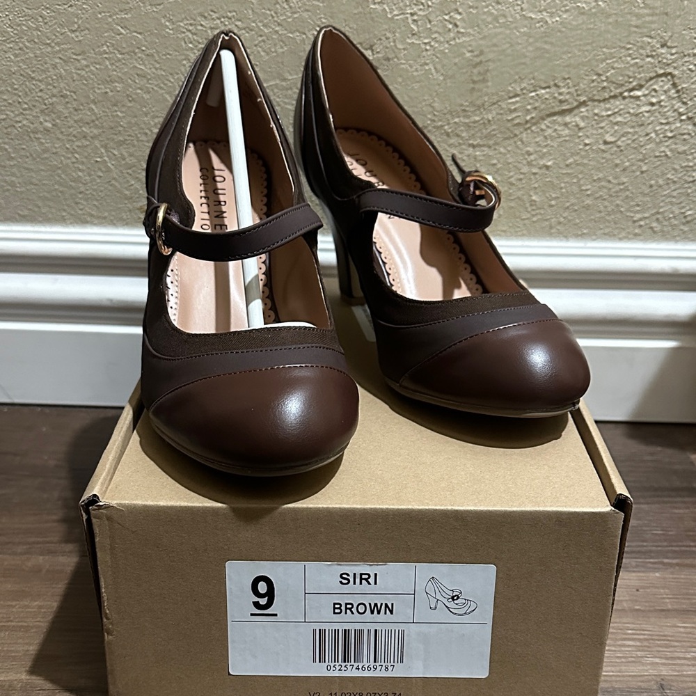 Journee Collection Dark Brown Mary Jane Heels